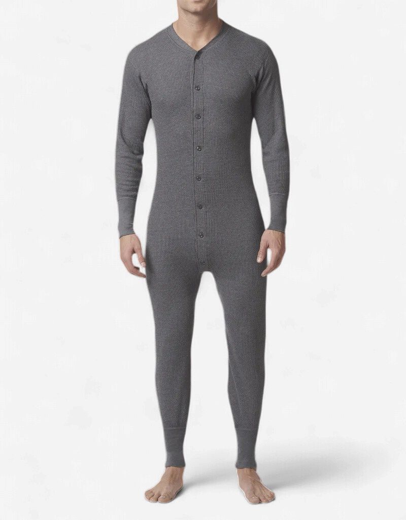 Stanfields Waffle 50% Cotton Combo, Colour: Grey, Size: XL