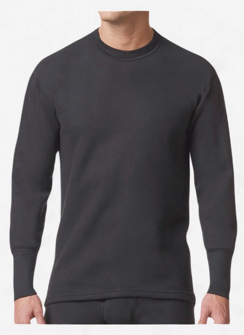 Stanfields Micro Fleece LS Crewneck, Colour: Black, Size: S