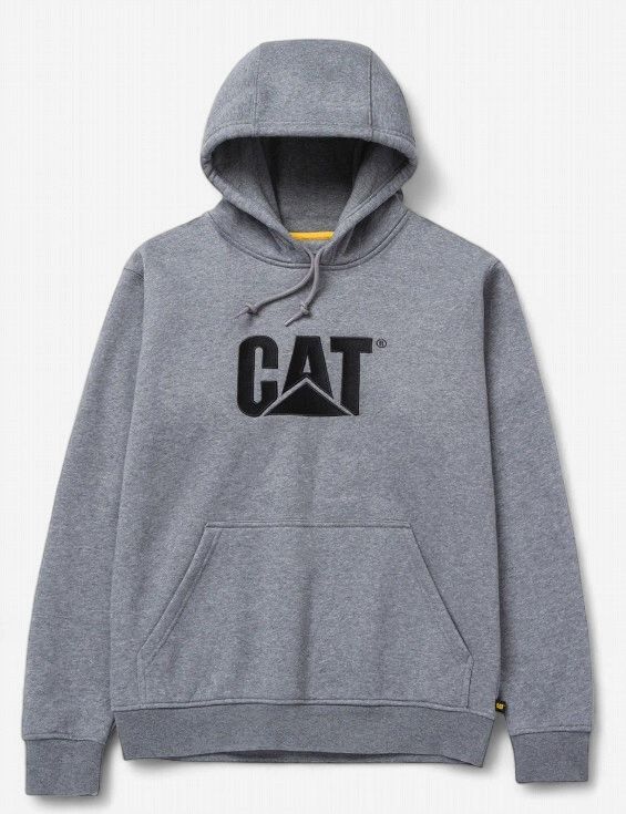 Cat Trademark Hooded Sweatshirt, Colour: Dark Heather, Size: 2XL