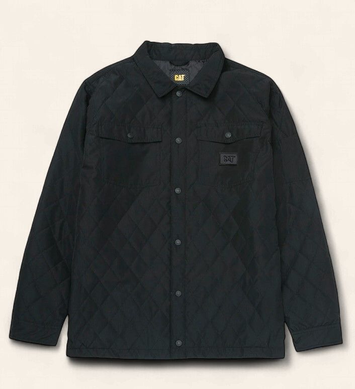 Cat Quilted Shirt Jacket, Colour: Black, Size: S