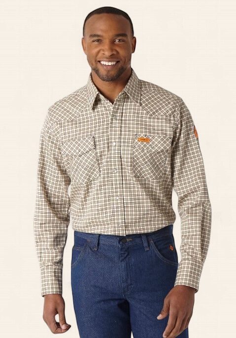 Wrangler FR Snap Shirt, Colour: Plaid, Size: S
