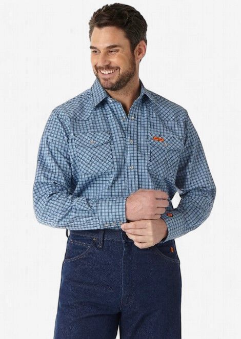 Wrangler FR Western Snap Long Sleeve Shirt, Size: S