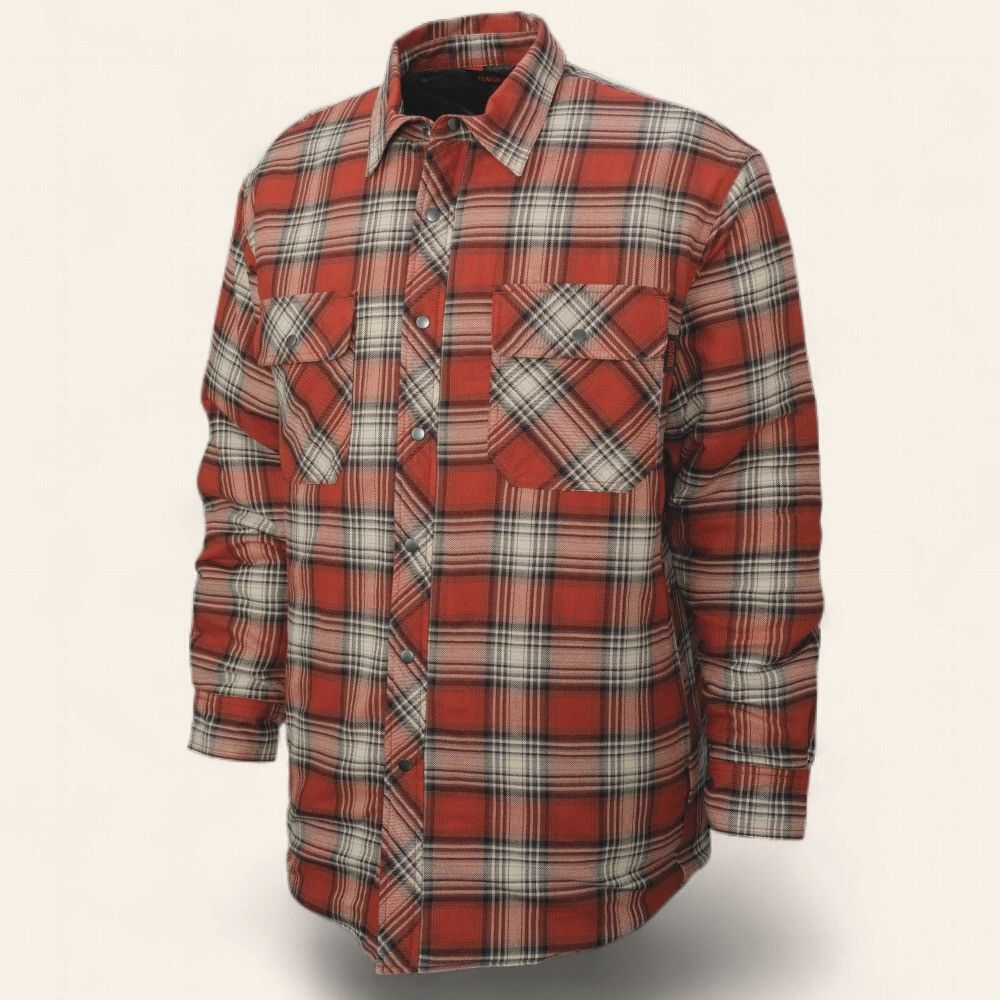 Tough Duck Quilted Lined Flannel Shirt Jacket, Colour: Red Plaid, Size: 3XL