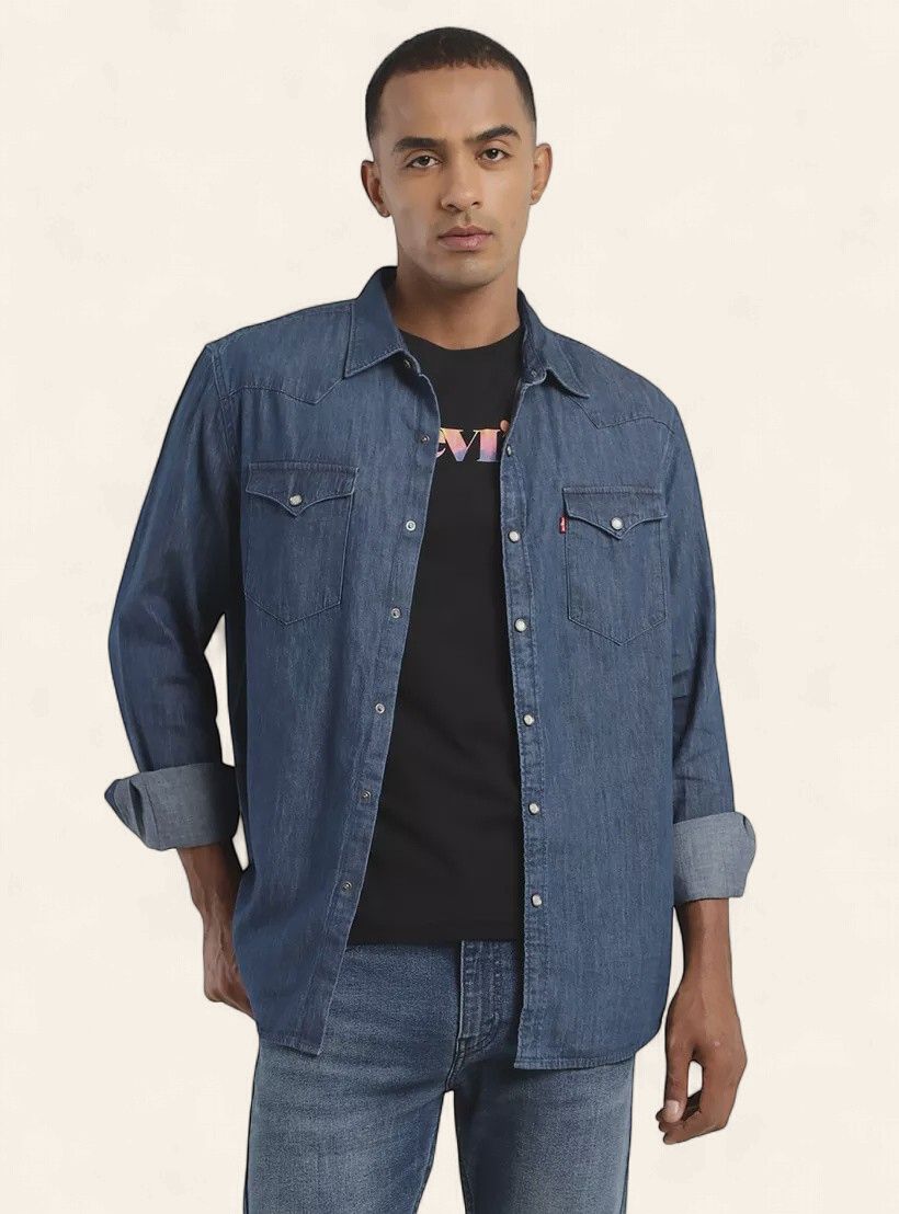 Levi Denim Snap Shirt, Size: S