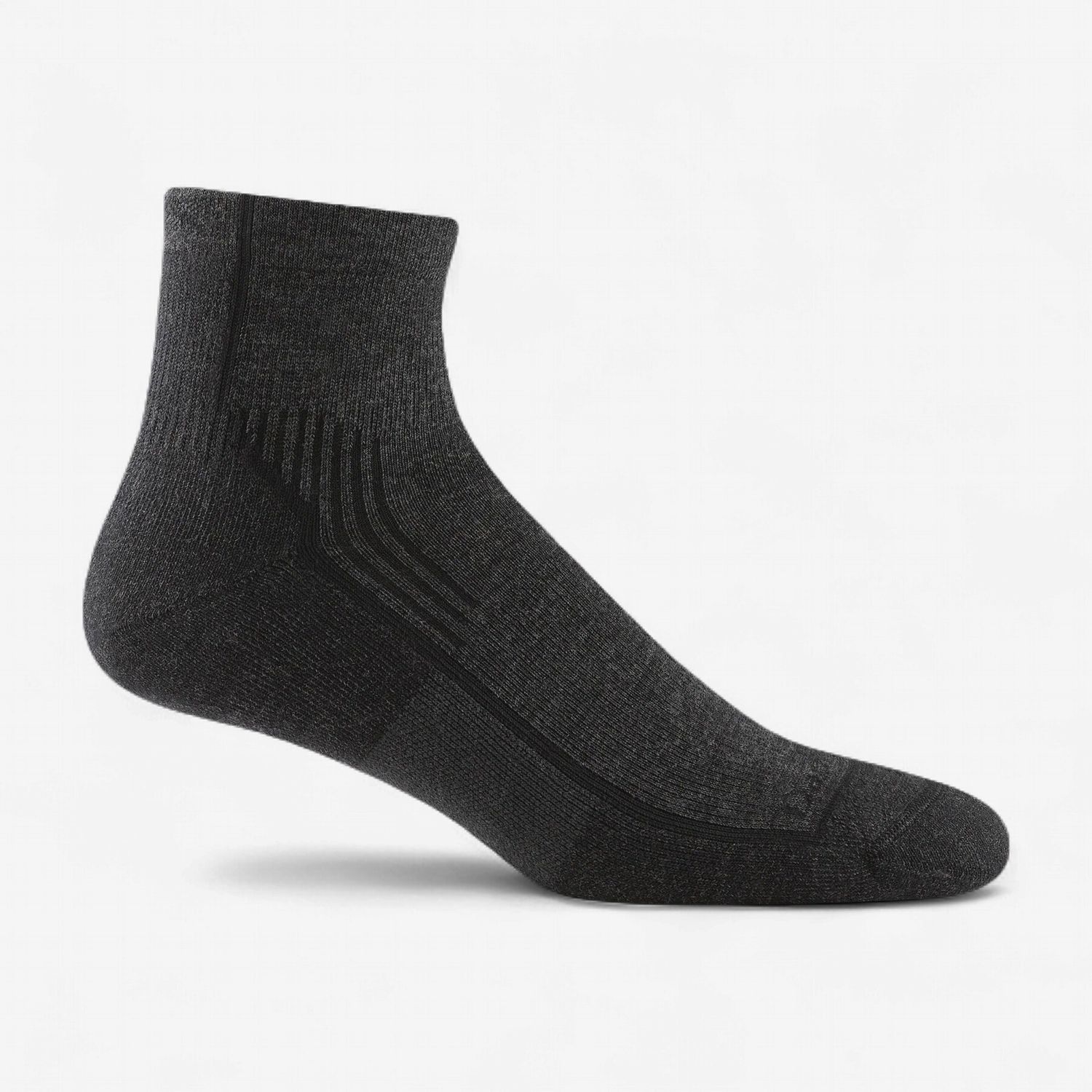 Darn Tough 1/4 Sock Midweight W/ Cushion 1959, Colour: Onyx Black, Size: M
