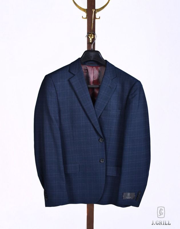 J. Grill 2 Pc Suit Navy Check Moderna