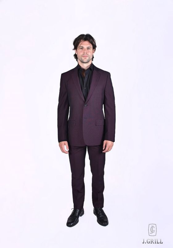 J. Grill 2Pc Suit Burgundy Moderna
