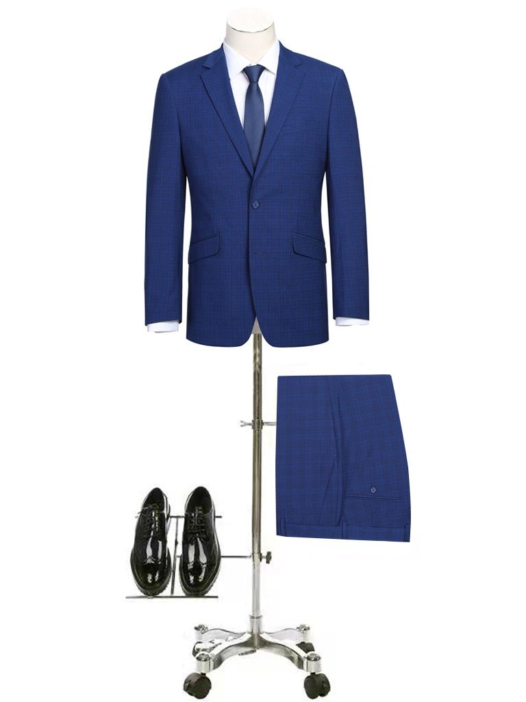 Renoir 2Pc Suit  Bright Blue Check Slim Fit