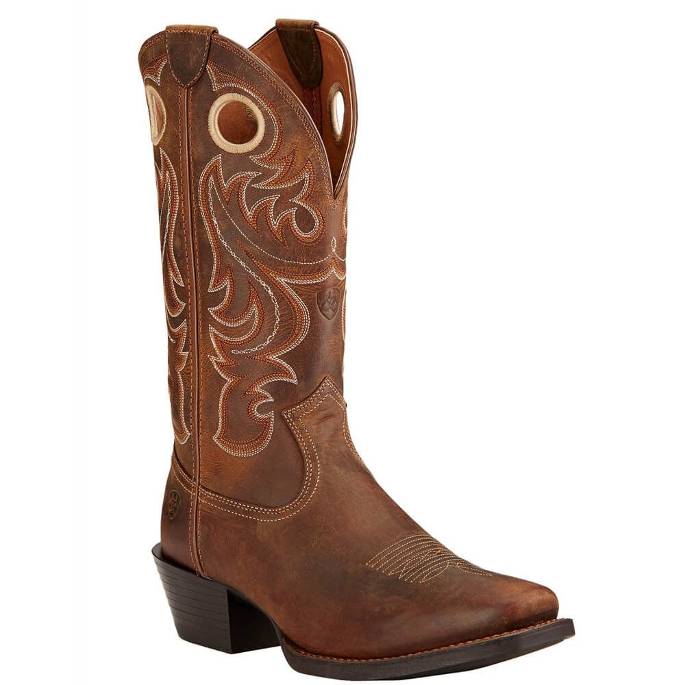 Ariat Sport Square Toe Western Boot, Colour: Powder Brown, Size: 8, Width: EE Wide