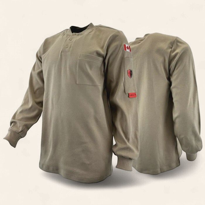 Atlas FR Henley LS Shirt, Colour: Khaki, Size: S