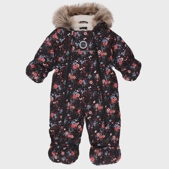 Peluche &amp; Tartine Mila 1PC Snowsuit, Colour: Black/Floral, Size: 6M