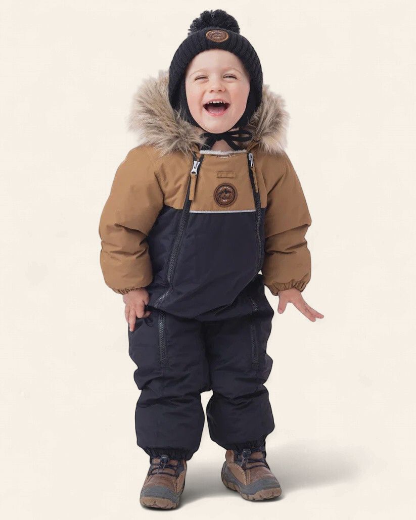 Peluche &amp; Tartine Karl 1PC Snowsuit, Colour: Black/Brown, Size: 6M