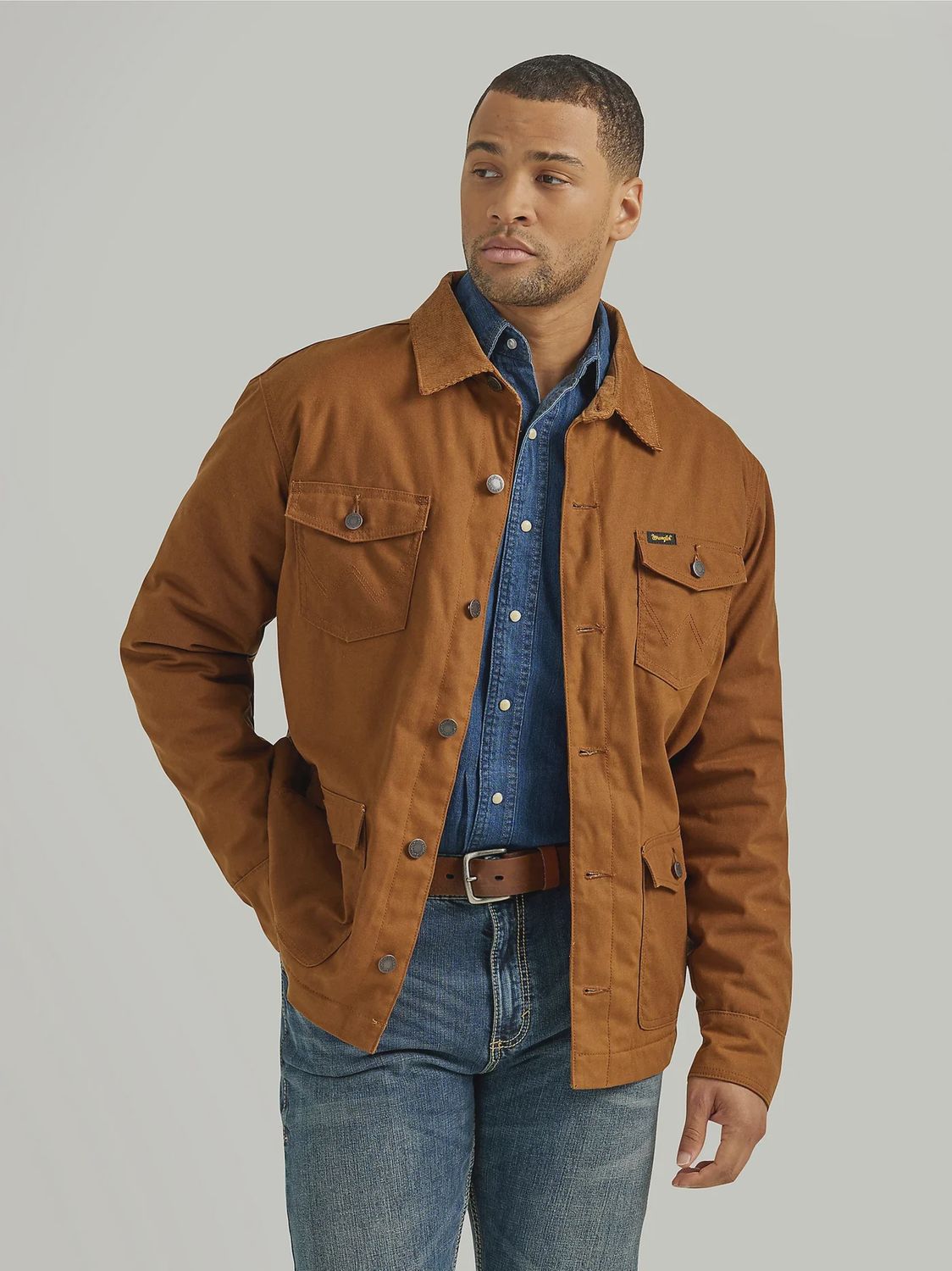 Wrangler Men’s Barn Coat 2842, Colour: Brown, Size: S