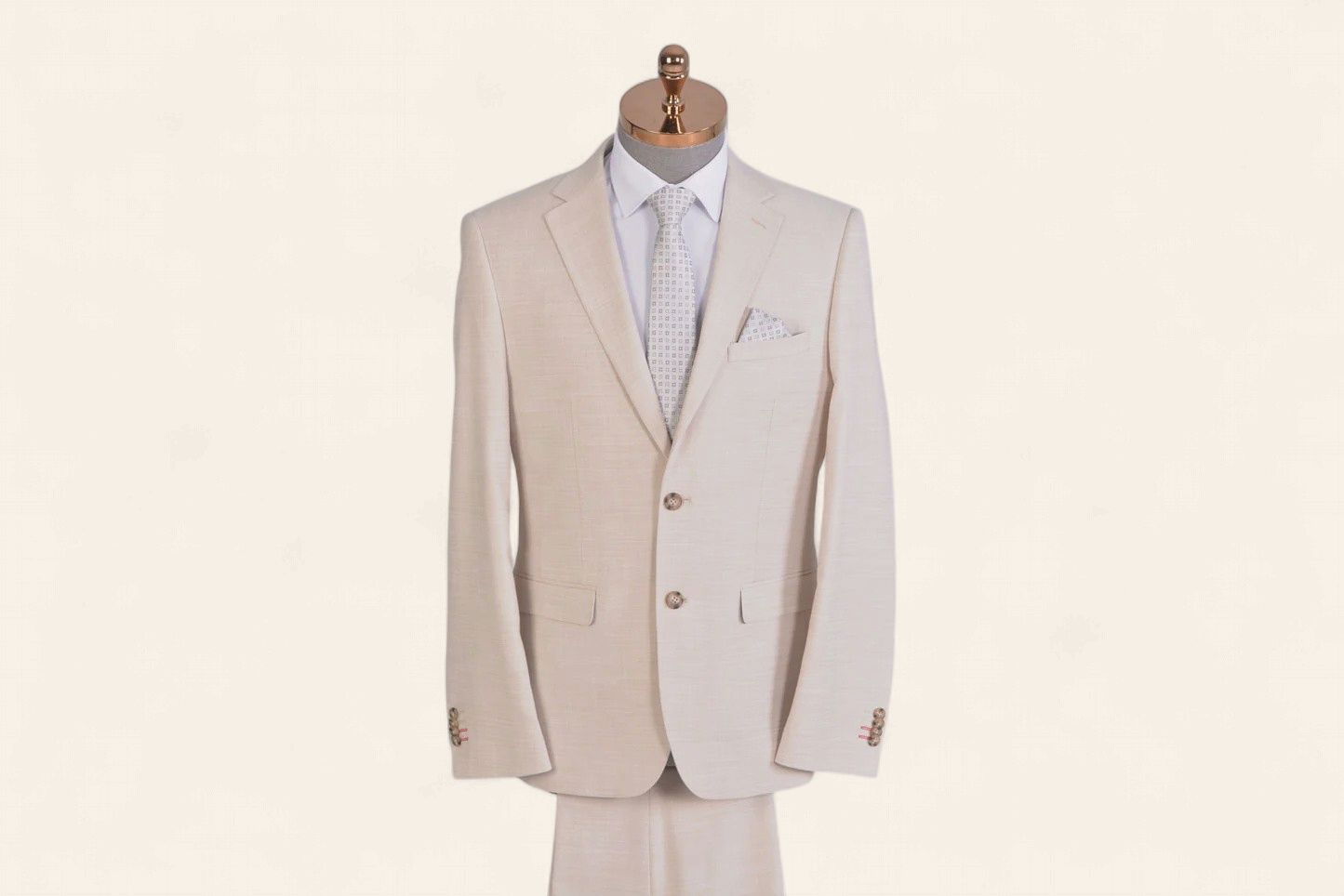 Alpha &amp; Steele 2PC  Linen Like Suit AS1O3041RG-R1, Colour: Alabaster, Size: 38R