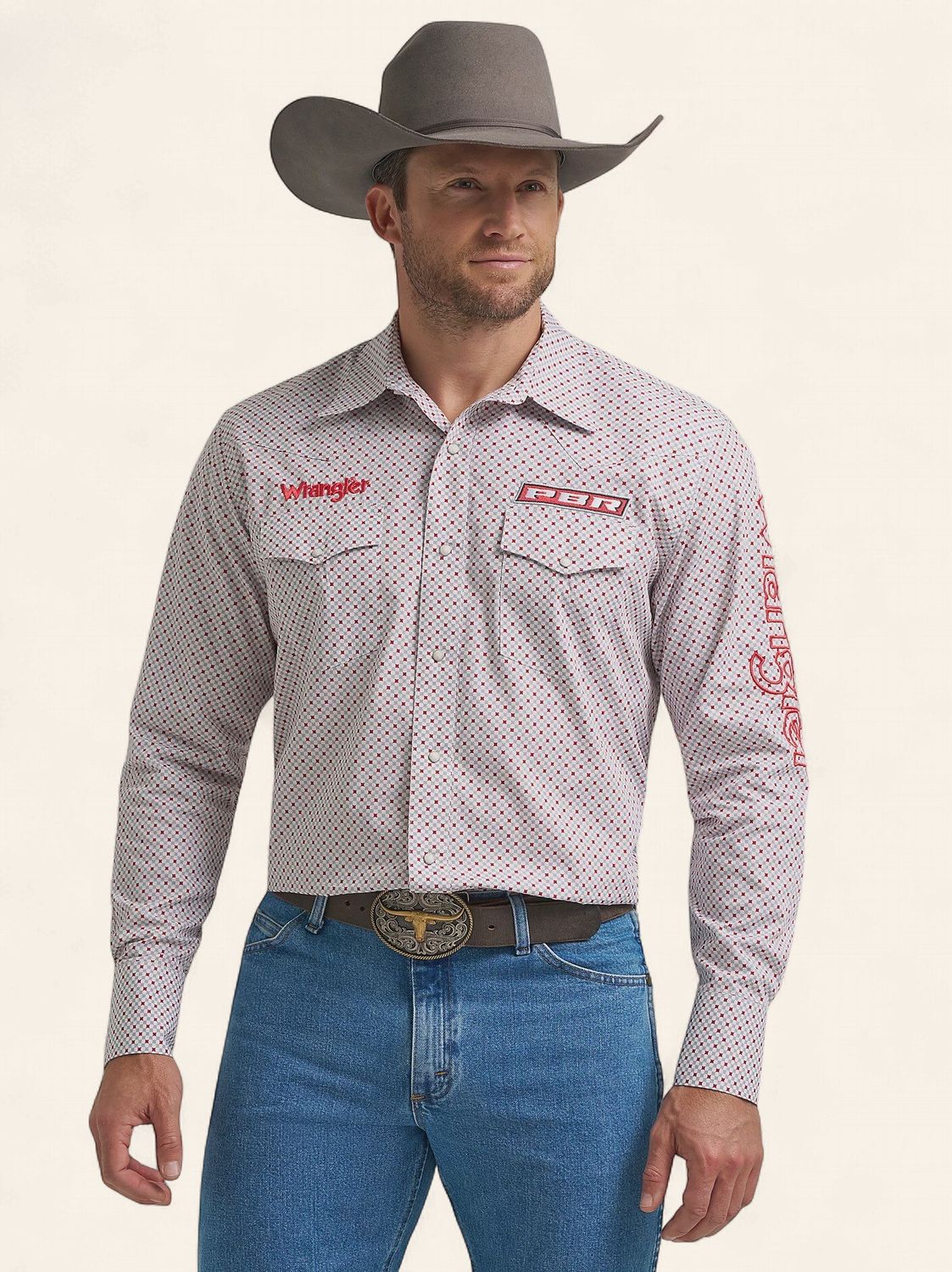 Wrangler LS PBR Logo Western Shirt 8524, Size: S