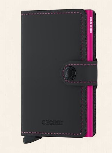 Secrid Miniwallet Matte Black and Fuchsia, Colour: Matte Black and Fushsia
