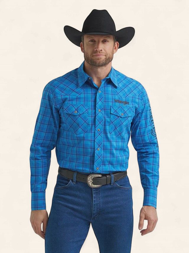 Wrangler Western LS Snap Logo Shirt 9450, Size: S