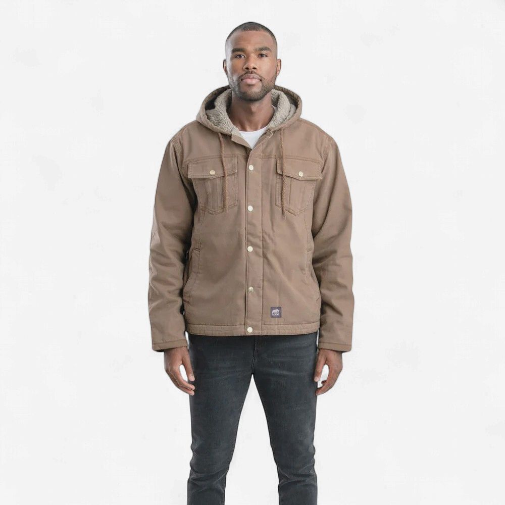 Berne Washed Sherpa-Lined Hooded Jacket, Colour: Brown, Size: S