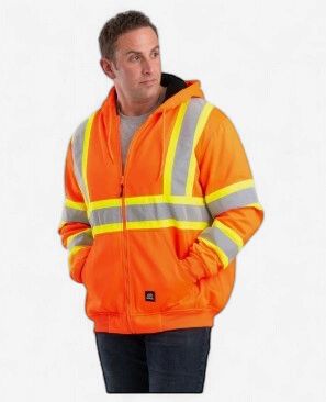 Berne Safety Stripe Thermal-Lined Sweatshirt, Colour: Orange, Size: S