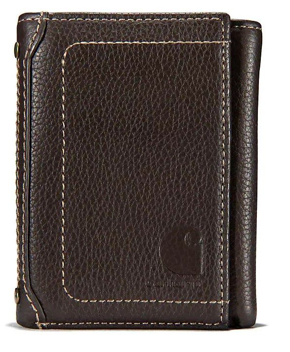 Carhartt Pebble Leather Trifold Wallet WW0209, Colour: Dark Brown