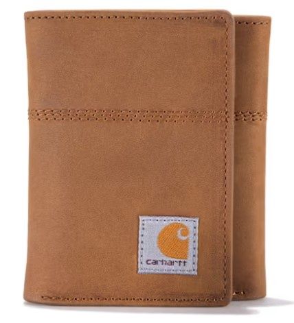 Carhartt Saddle Leather Trifold Wallet, Colour: Brown