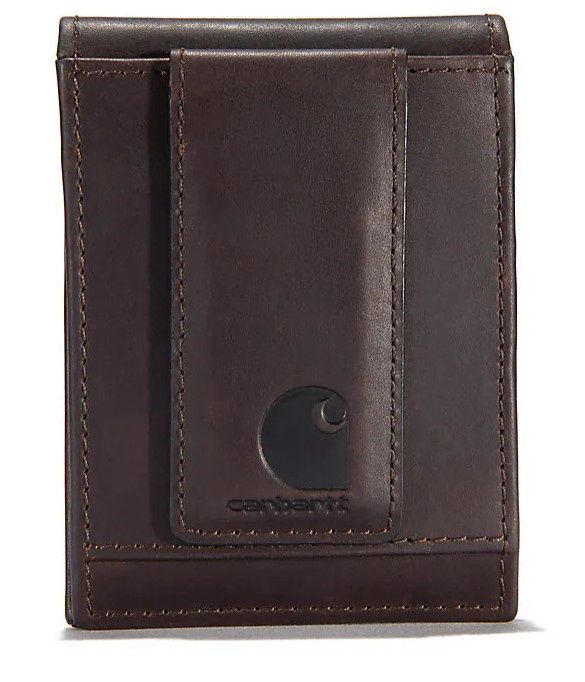 Carhartt Oil Tan Leather Front Pocket Wallet, Colour: Dark Brown