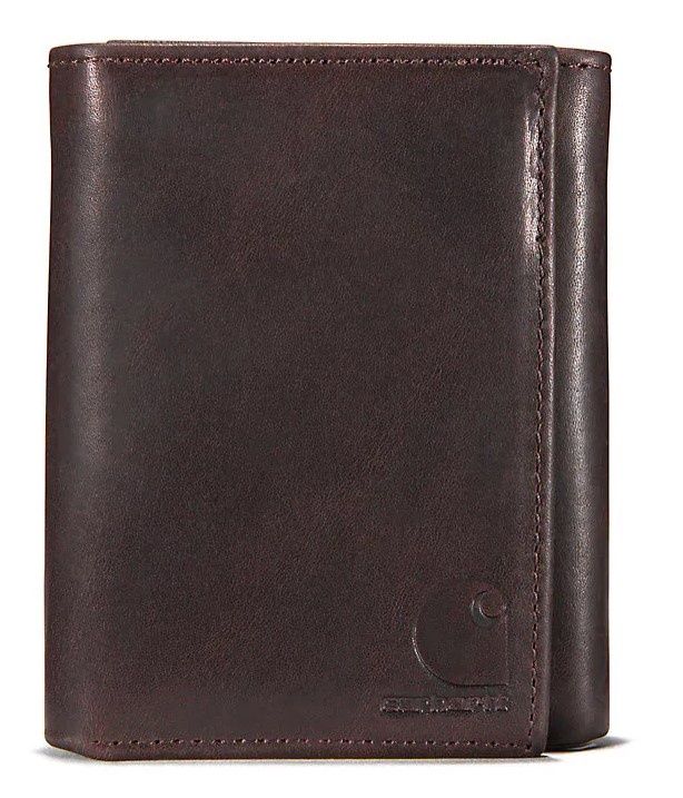Carhartt Oil Tan Leather Trifold Wallet, Colour: Dark Brown