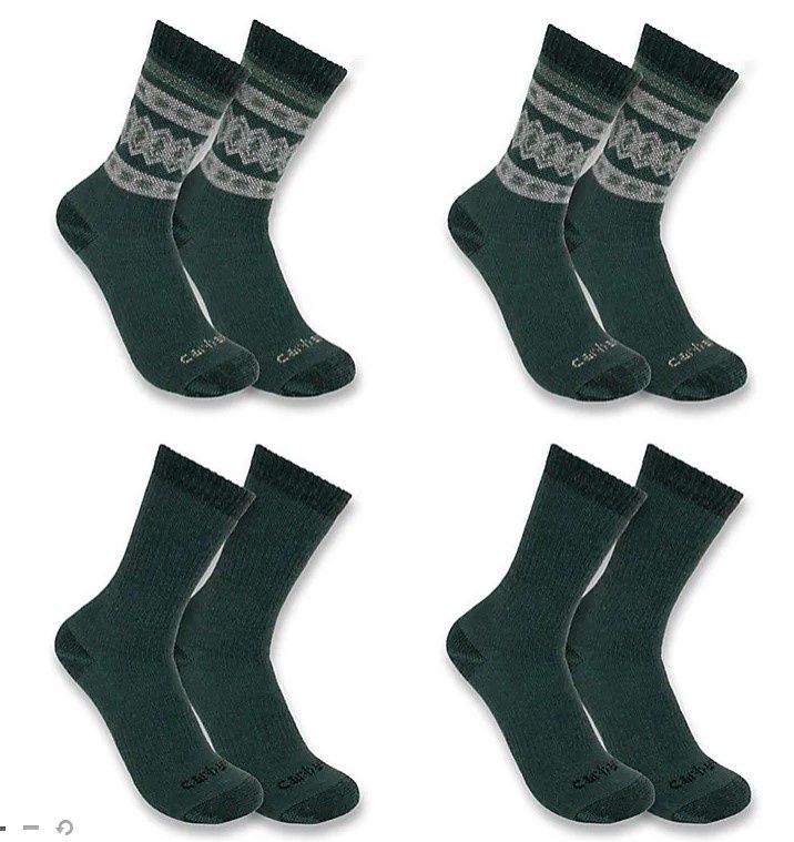 Carhartt Women’s 4PK Heavyweight Wool Blend Crew Sock, Colour: Asst, Size: S
