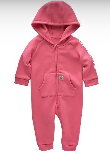 Carhartt  Fleece Zip Front Hooded Coverall Pink, Colour: P391-Pink, Size: 3M