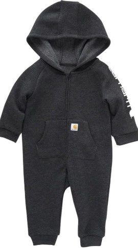 Carhartt Fleece Zip Front Coverall Charcoal, Colour: K01H-Charcoal, Size: 6M