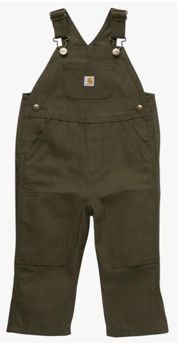 Carhartt  Kid's Loose Fit Canvas Bib Overall  Green, Colour: CM8757-Green, Size: 12M