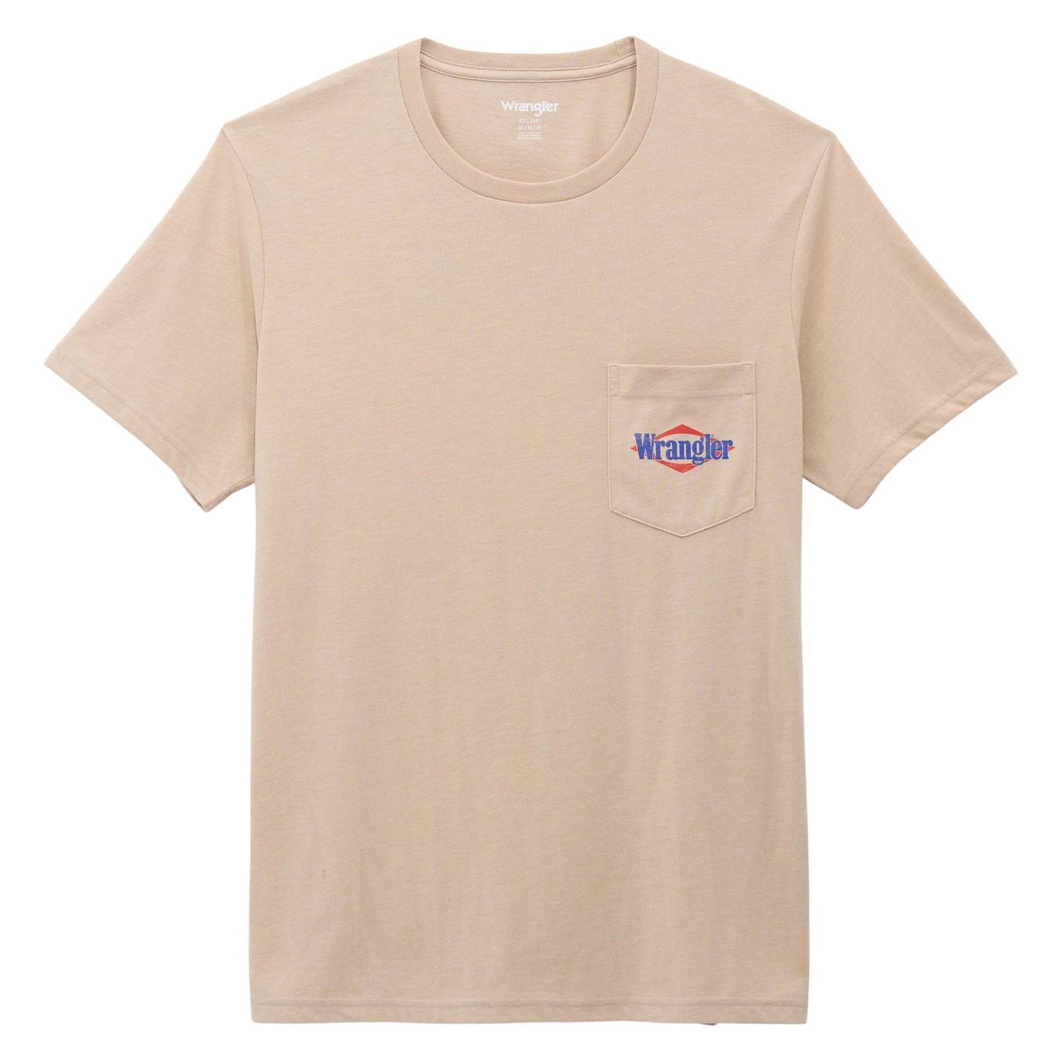 Wrangler West Men’s SS T Shirt Pocket Pointed Tan 5807