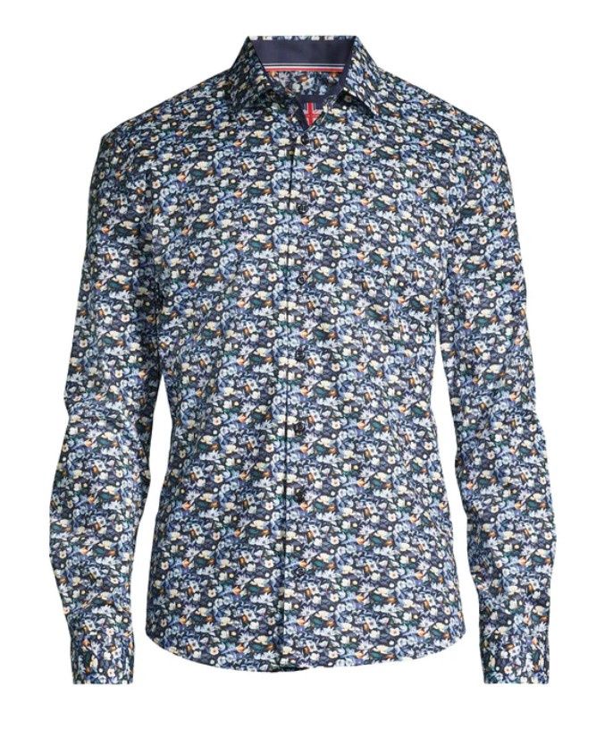 Soul Of London L/S Sport Shirt Cotton/Stretch Navy
