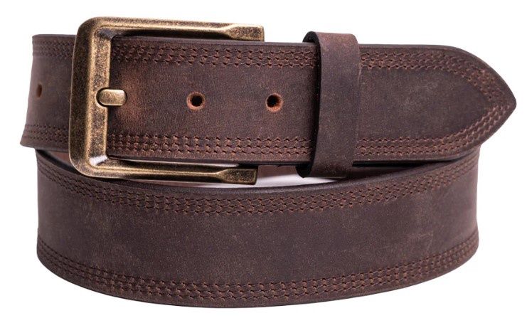 Silver Jean Co Triple Edge Stitch Dark Brown Belt S335