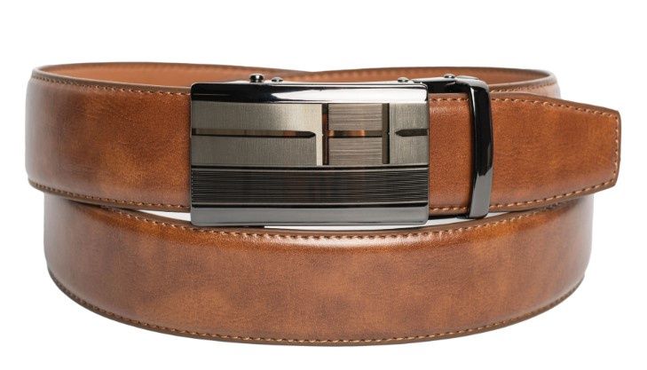 Custom Leather 35mm Edge Stitch Rachet Dark Tan 10363