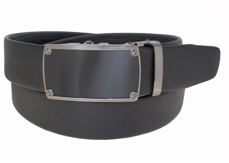 Custom Leather Tubular Ratchet Black Belt 10310