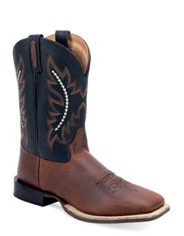 Old West Mens Brown Black Square Toe Cowboy Boot