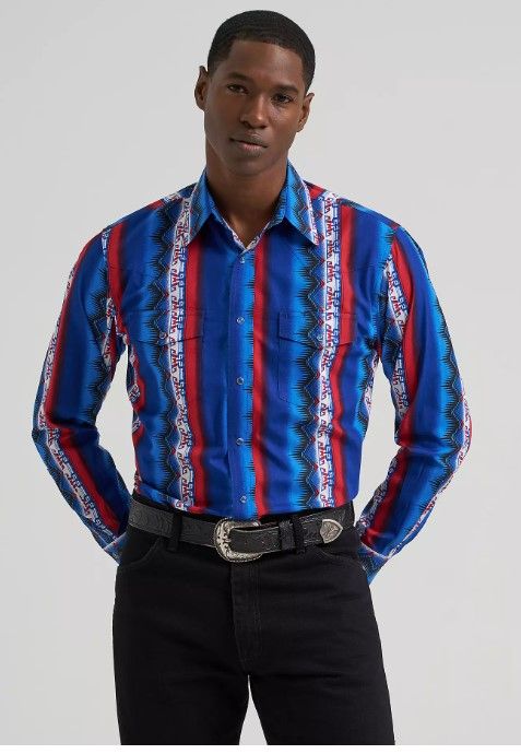 Wrangler Checotah Western LS Snap Button Shirt 4295