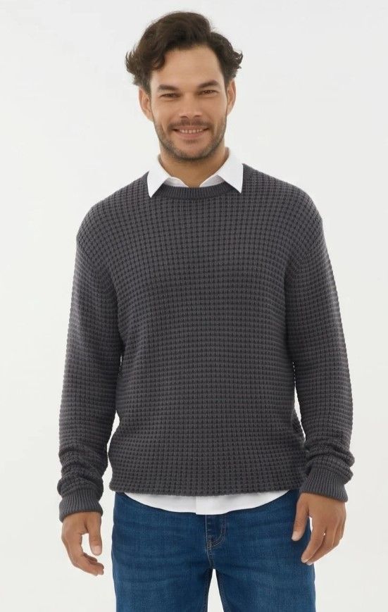 Leo Chevalier Textured 2 Tone Crew Neck Sweater