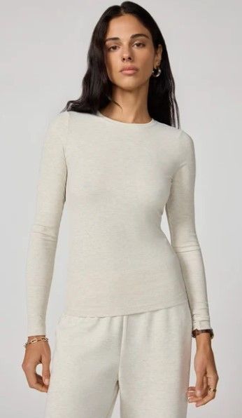 MPG  Baby Rib   Long Sleeve Crew, Colour: HTR Brown Rice, Size: S