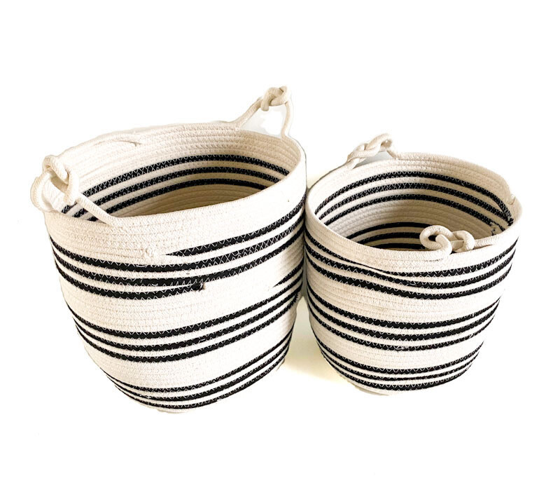 Rope Basket - Navy/White Knot Handle