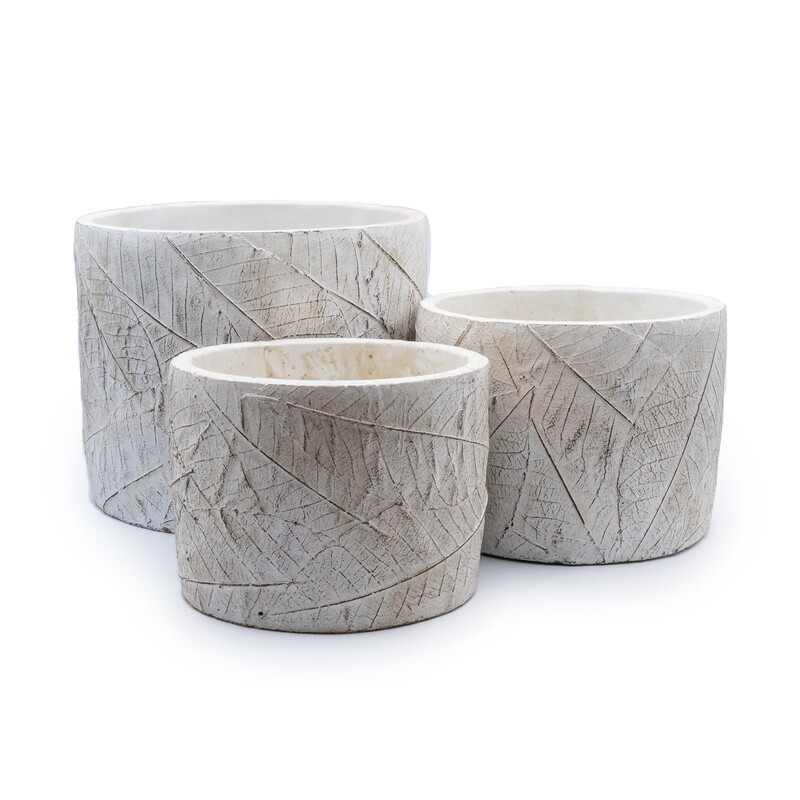 Ceramic Pot - White Leaf