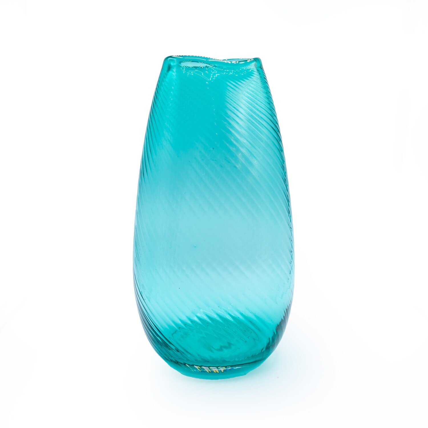 Glass Vase - Teal with Lines
