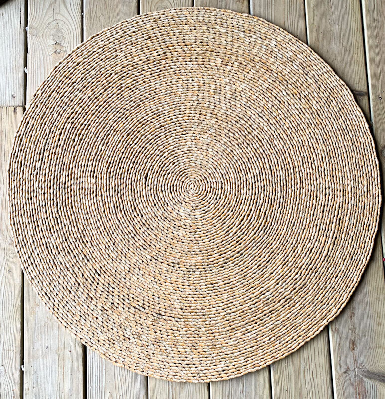 Woven Mat - green/natural round Lg