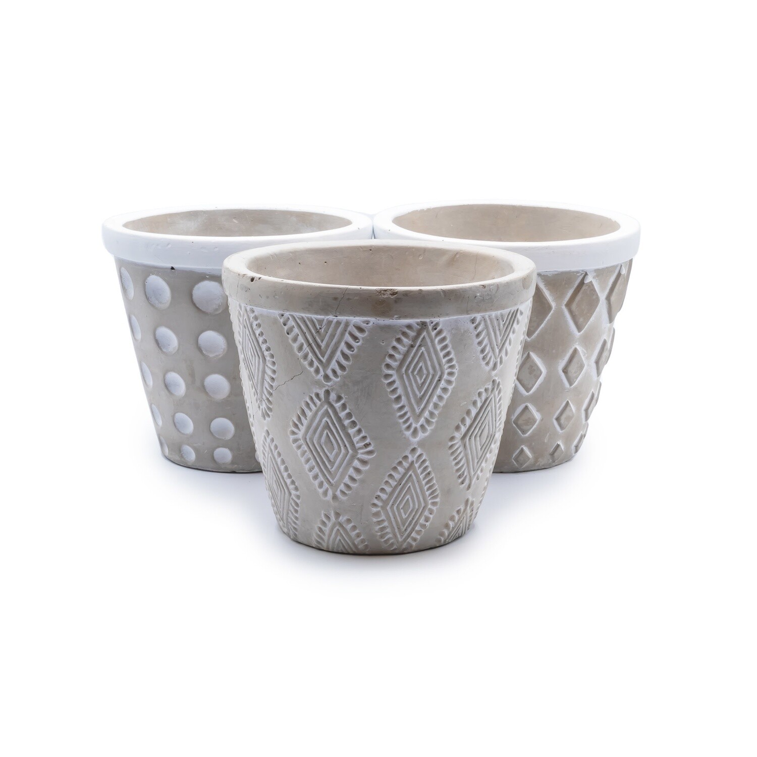 Cement Pot - Small Grey Patterned