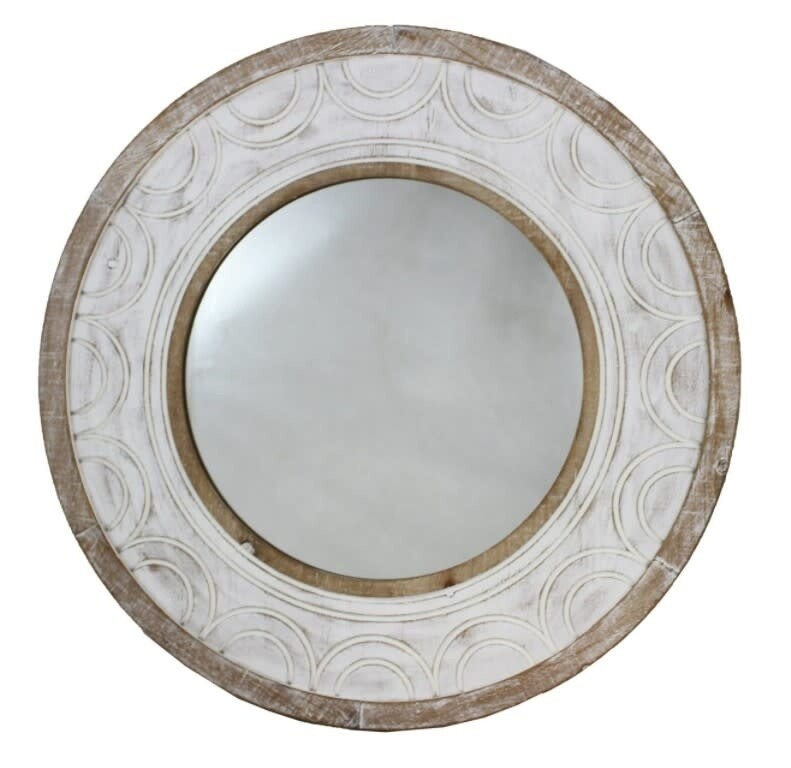 Mirror - Round Grey Patterned 27x27"