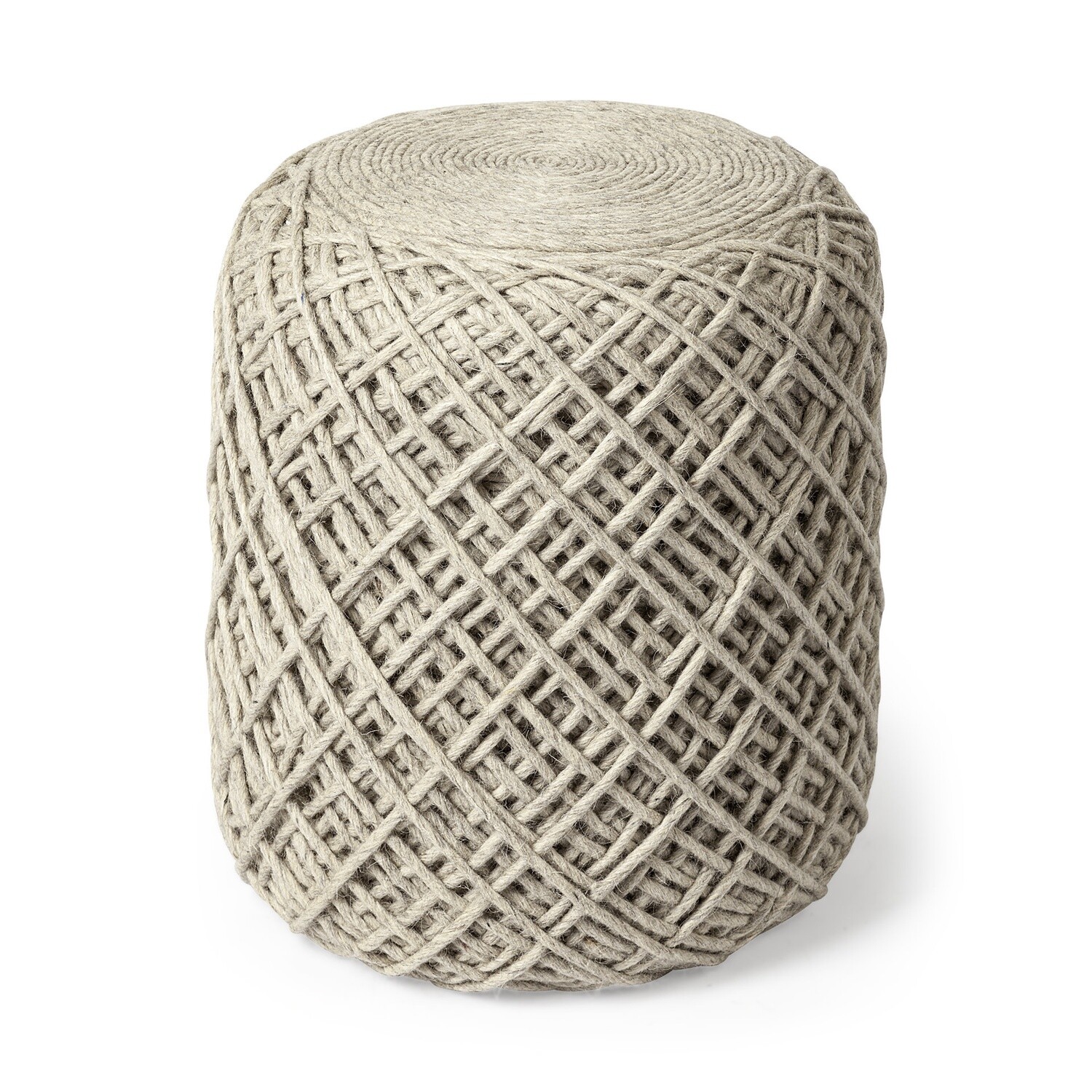 Pouf: Allium Oatmeal Wool Diamond Pattern 16x18&quot;