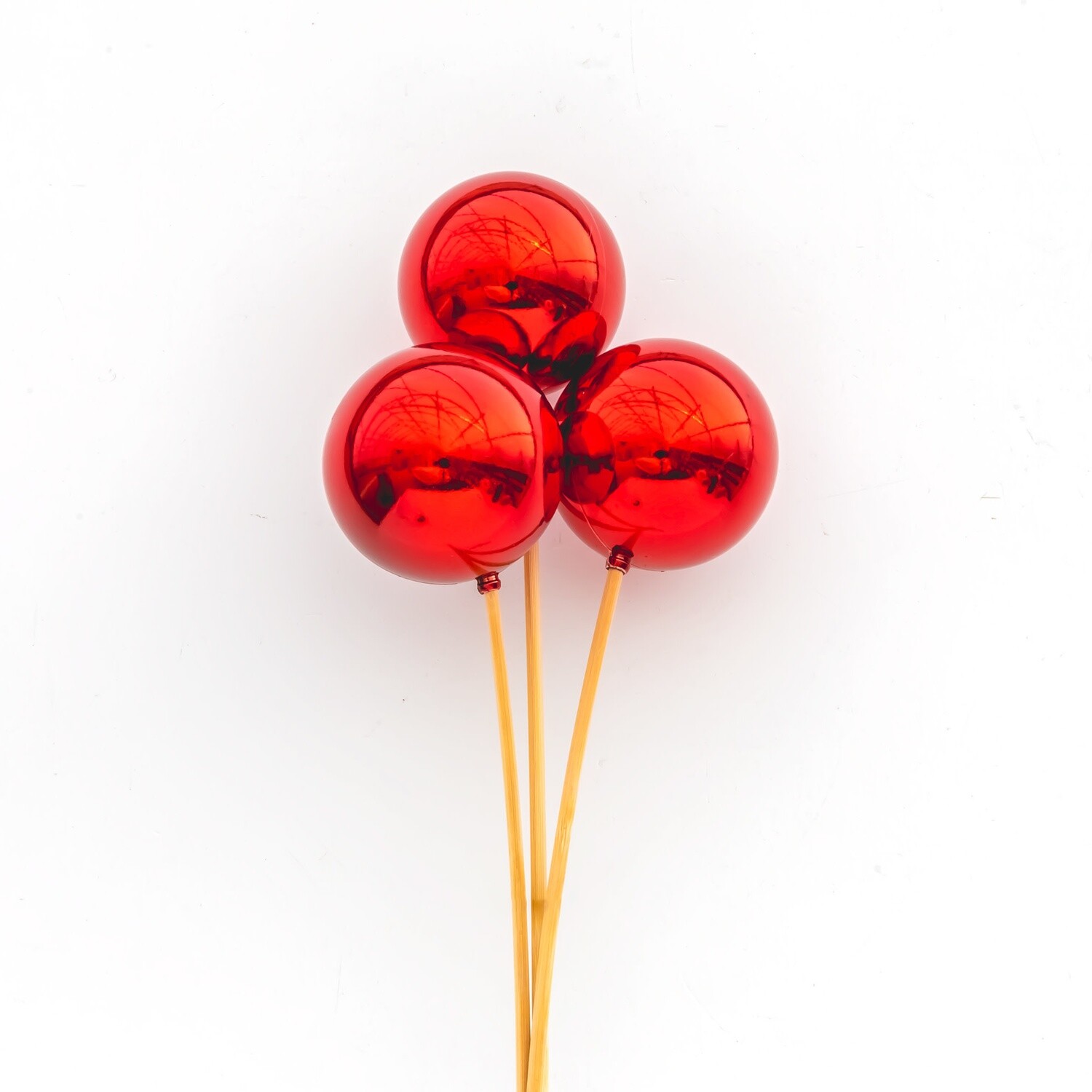 Ornamental Balls: Red Glossy 8cm (3 stem)