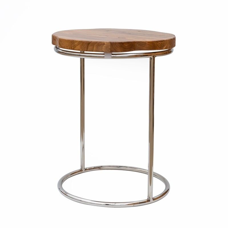 Side Table - Round Lrg. w Chrome Legs