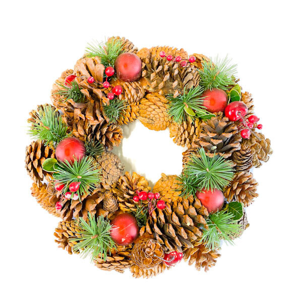 Wreath - Pinecones + Red